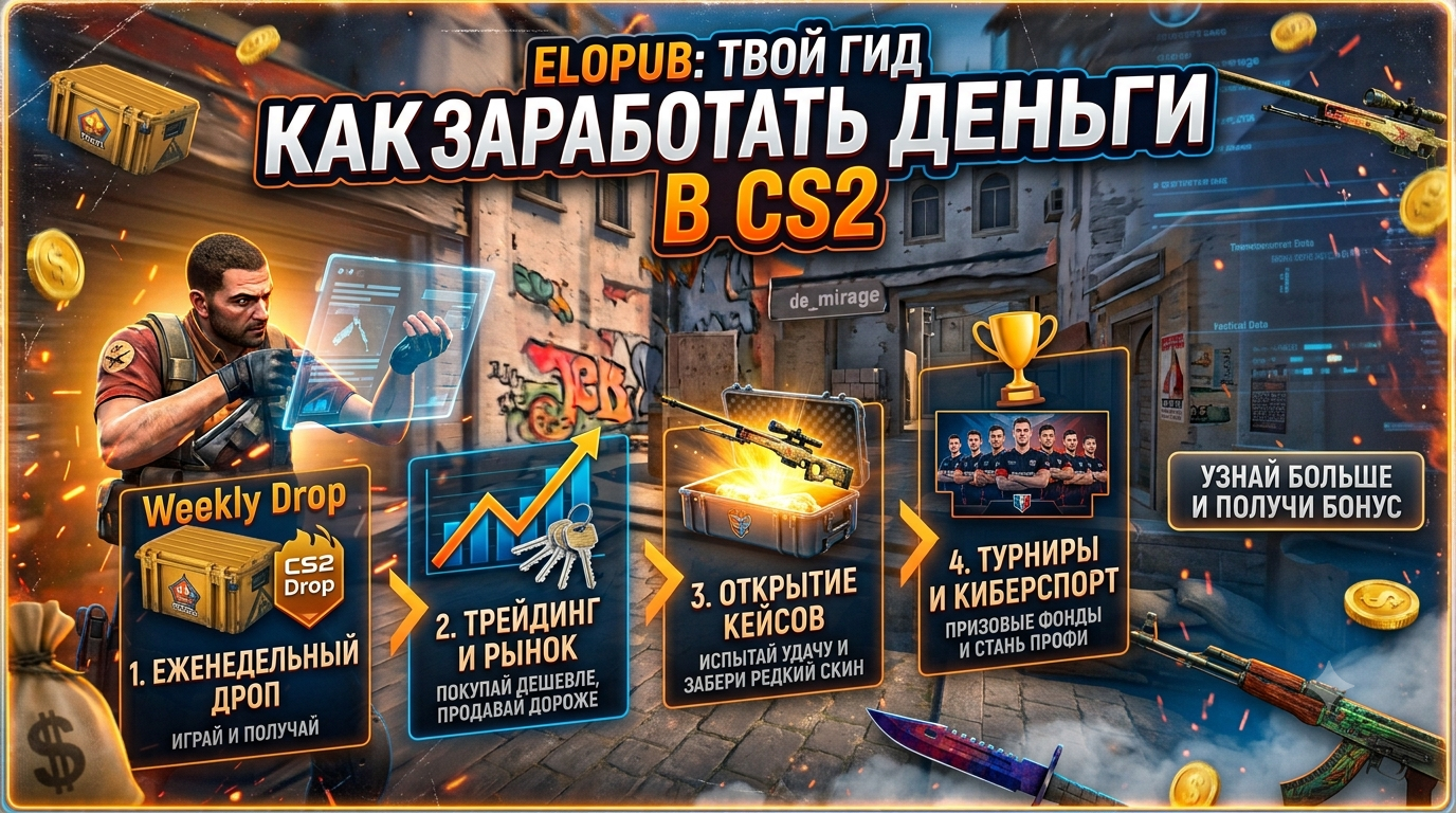 Как заработать деньги в CS2: полное руководство от трейдинга и фарма до турниров и платформы ELOPUB